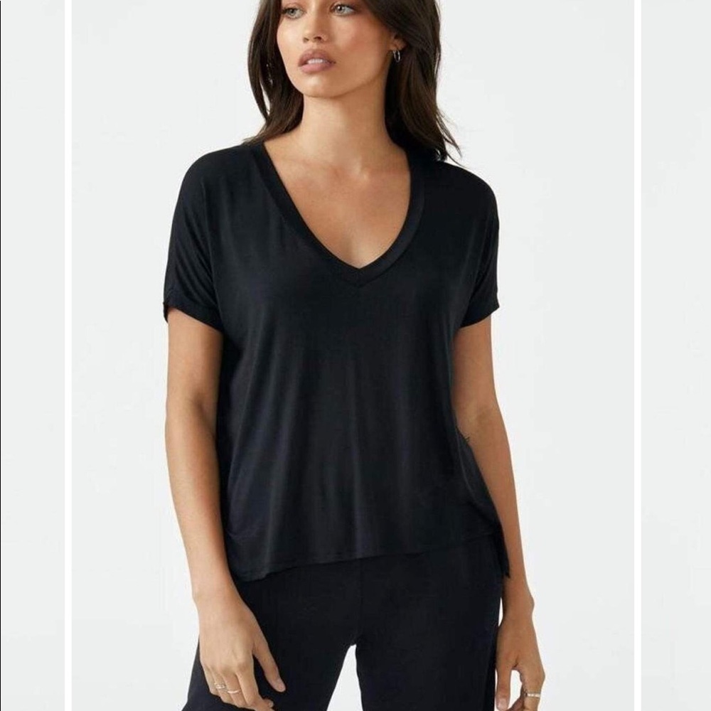 Joah Brown Black Vneck Tee - Picture 2 of 4